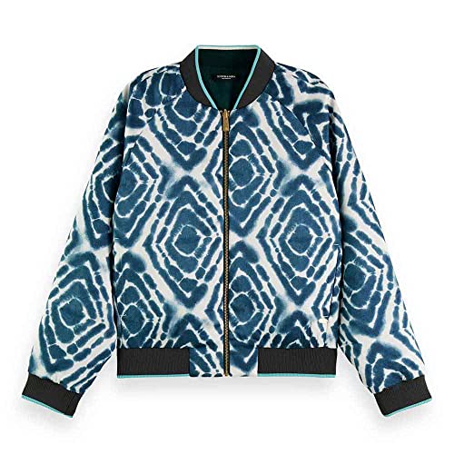 Scotch & Soda Damen Reversible Bomber Jacket Bomberjacke, Disco tie dye Bottle Green, im Sale