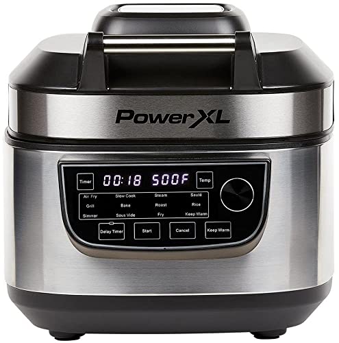 PowerXL Multicooker - 12 in 1 Multikocher mit Warmhaltefunktion - Heißluftfritteuse, Backofen, Bratpfanne, Reiskocher uvm. - 5,7 Liter Fassungsvermögen - 12 Kochprogramme - Airfryer - Kaloriensparend