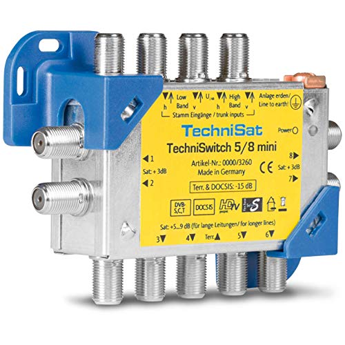 TechniSat TECHNISWITCH 5/8 MINI, Multischalter / Satverteiler für bis zu 8 Teilnehmer, 100m Entfernung überbrückbar, inkl. DOCSIS-Signal-Übertragung im Sale