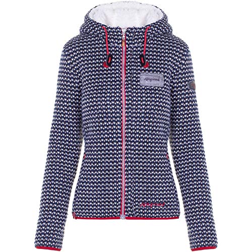 Almgwand W Münsterhöhe Blau - Trendige warme Damen Strickfleece Jacke, Größe 42 - Farbe Dark Blue - Beige