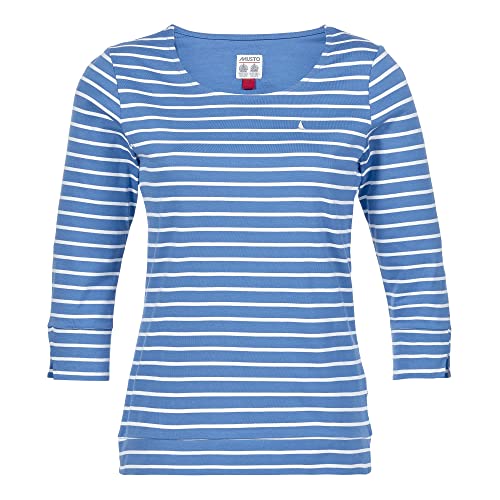 Musto Damen W Marina Stripe Ls SS T-Shirt, 002 White/Navy, 36 im Sale