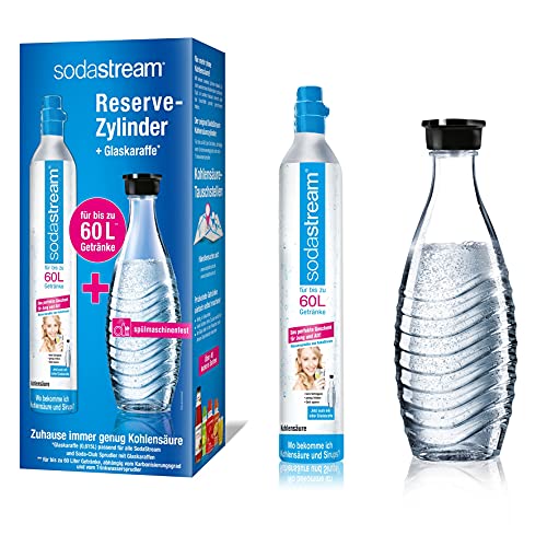 Sodastream 1100065490 Reservepack mit 1x CO2-Zylinder und 1x 0,6 L Glaskaraffe, metall im Sale