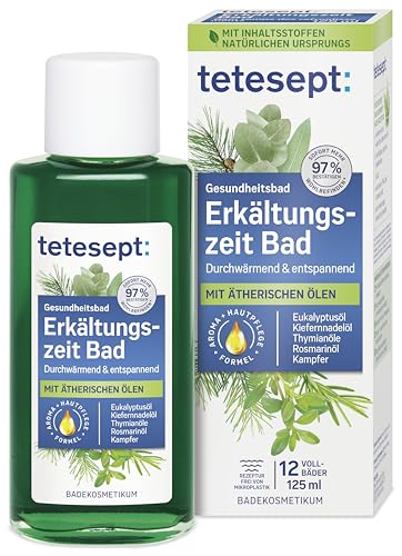 tetesept Erkältungszeit Bad – Gesundheitsbad für die kalte Jahreszeit mit 5 ätherischen Ölen – Wohltuender Badezusatz zur Entspannung von Körper und Geist – 1 x 125 ml im Sale