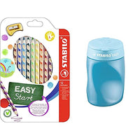 Thumbnail for Ergonomischer Buntstift für Linkshänder - STABILO EASYcolors - 12er Pack mit Spitzer - mit 12 verschiedenen Farben & ischer Dosen-Spitzer für Linkshänder - STABILO EASYsharpener - 3 in 1 - blau