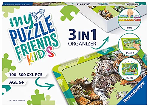 Ravensburger - 13265 3in1 Organizer für Kinderpuzzle in grün - Puzzle-Aufbewahrung für Kinder ab 6 Jahren, mit Puzzlematte, Puzzle-Sortierschale und Puzzlerahmen