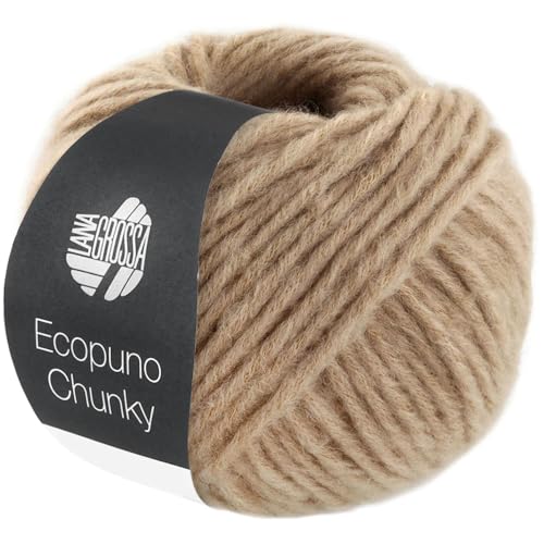 LANA GROSSA Ecopuno Chunky | Superleichtes, flauschiges Effektgarn mit Baby Alpaka | Handstrickgarn aus 33% Schurwolle (Merino) & 19% Alpaka Wolle | 50g Wolle zum Stricken & Häkeln | 70m Garn