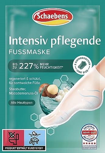 Schaebens Intensiv pflegende Fußmaske (2 Socken für 1 Anwendung) regeneriert & schützt mit Sheabutter, Macadamainuss-Öl für alle Hauttypen