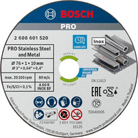 Thumbnail for Bosch 5x PRO Stainless Steel and Metal Speed Thin Trennscheibe für Mini-Winkelschleifer und 10 mm Bohrung (für Stahl, Edelstahl, Ø 76 mm, Professional Zubehör Mini-Winkelschleifer) im Sale