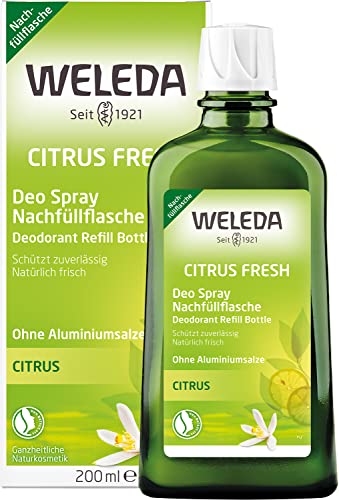 WELEDA Bio Deodorant CITRUS FRESH Nachfüllflasche - natürlich frisches Naturkosmetik Deo mit ätherischen Ölen, wirkt desodorierend ohne Poren zu verschließen, ohne Aluminiumsalze (1 x 200 ml)