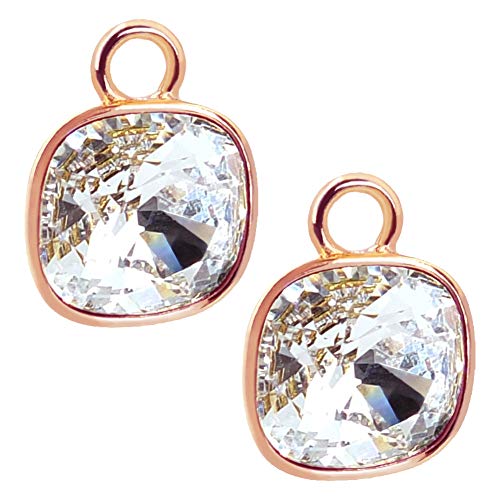 Charm Anhänger 2 Stück Rosegold 925 Sterling Silber für Creolen Markenkristalle NOBEL SCHMUCK im Sale