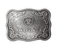 Thumbnail for ARIAT Men's Scalloped Rectangular Filigree Belt Buckle, Silver, O im Sale