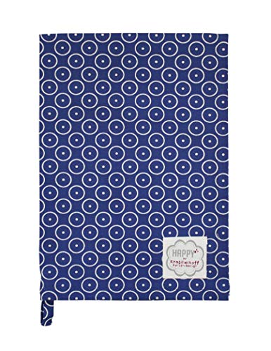 Krasilnikoff - Geschirrtuch - KW1388 - Circle Dot, Kreise Punkte, blau 50 x 70 cm, 100% Baumwolle