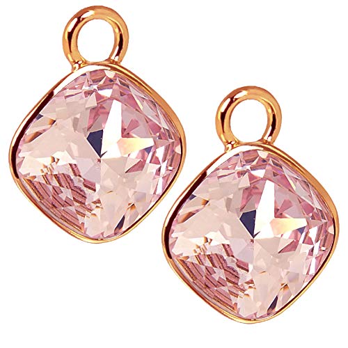 Rosegold Charm Anhänger 2 Stück 925 Sterling Silber Rosa Markenkristalle NOBEL SCHMUCK im Sale