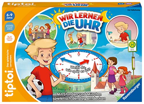 Ravensburger tiptoi Spiel 00126 - Wir lernen die Uhr - interaktives Lernspiel ab 6 Jahren, mit digitaler und analoger Uhr zum selbst einstellen