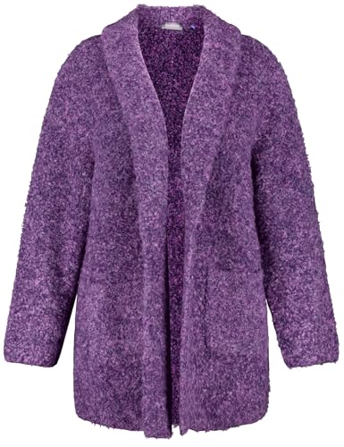 Samoon Damen Legere Strickjacke mit Bouclé-Optik Langarm unifarben Magic Purple Gemustert 52 im Sale