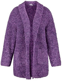 Thumbnail for Samoon Damen Legere Strickjacke mit Bouclé-Optik Langarm unifarben Magic Purple Gemustert 52 im Sale