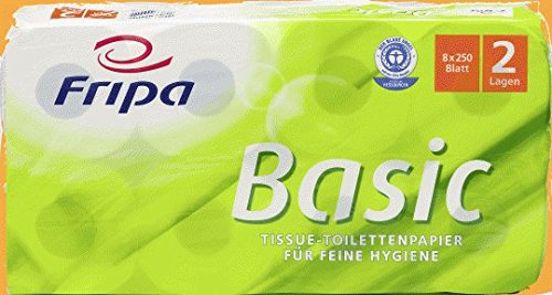 Fripa - Toilettenpapier basic 2-lagig(8 Pack à 8 x 250 Bl.)