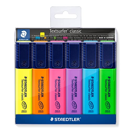 STAEDTLER 364 WP6 Textmarker Textsurfer classic, nachfüllbar, Etui mit 6 Stück, sortiert