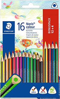 Thumbnail for STAEDTLER Buntstifte Noris Colour, erhöhte Bruchfestigkeit, Dreikantform, attraktives Design,ergonomische Soft-Oberfläche,WOPEX Material, brillanten Stiften im Kartonetui .187 C12P1,(16 Stück)1er Pack