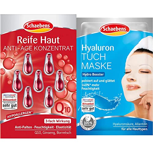 Schaebens Reife Haut Konzentrat, 6er Pack (6 x 7 Stück), 02200 & Hyaluron Tuchmaske, 21 g