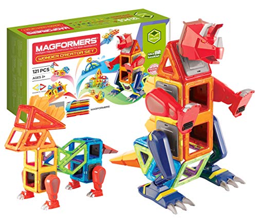 Magformers Wonder Creator 121-Piece Magnetic Construction Set. Make Giant Dinosaur Models and Mega Monsters.