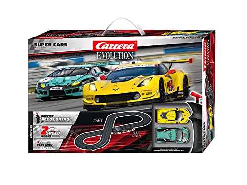 Carrera Evolution I Super Cars Rennbahn-Set | Rennbahnen und lizensierte Slotcars | bis zu 6 Spieler | Für Jungs & Mädchen ab 8 Jahren & Erwachsene, 73 x 12 x 49 cm im Sale