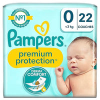 Thumbnail for Pampers Baby Windeln Größe 0 (<3kg) Premium Protection, Newborn Micro, bester Komfort und Schutz für empfindliche Haut, 22 Stück