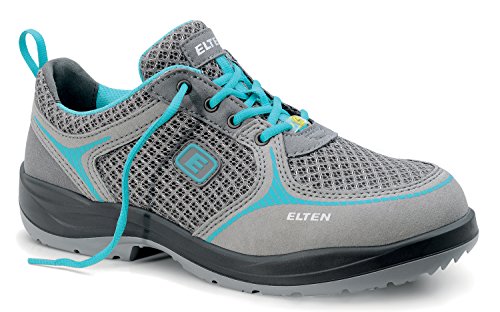 ELTEN Sicherheitsschuhe MILA aqua Low ESD S1, Damen, Textil, Stahlkappe, leicht, sportlich, Grau/Türkis, im Sale