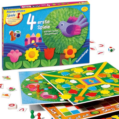 Ravensburger 21417 4 erste Spiele, Otto Maier 21417-4 Spielesammlung für die Kleinen Kinder ab 3, Brettspiele für 2-6 Farbwürfel, 2143 Jahre vor Ort Garantie im Sale