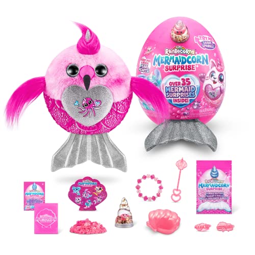 Rainbocorns Mermaidcorns Serie 7 Flamingo - Plüsch zum Sammeln, über 35 Überraschungen, Meerjungfrau-Kostümzubehör Mädchen-Geschenkidee (Flamingo), Mittel