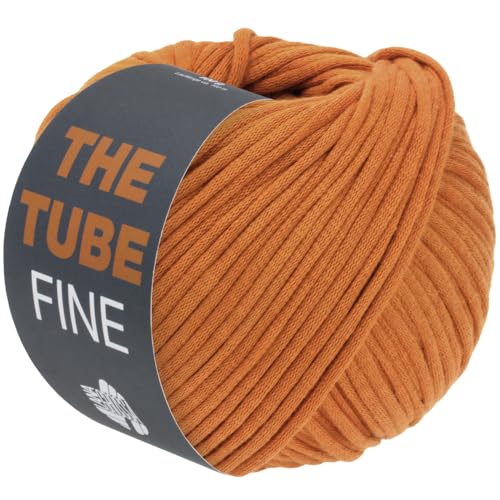 LANA GROSSA The Tube Fine | Dünnes, gefülltes Baumwollschlauchbändchen - ideal für Dekoartikel & Taschen | Handstrickgarn aus Baumwolle & Polyamid | 100g Wolle zum Stricken & Häkeln | 140m Garn im Sale