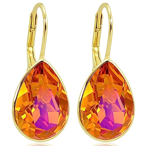 925 Ohrringe Kristalle Astral Pink Gold Ohrhänger kurz Silberschmuck vergoldet NOBEL SCHMUCK im Sale