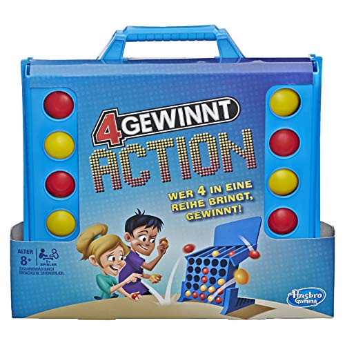 Hasbro E3578100 4 gewinnt Action, temporeiches Kinderspiel im Sale