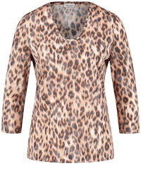 Thumbnail for Gerry Weber Damen 3/4 Arm Shirt in Ausbrenner-Qualität 3/4 Arm Animal-Print Sesame/Camel/Schwarz Leo Druck 46 im Sale