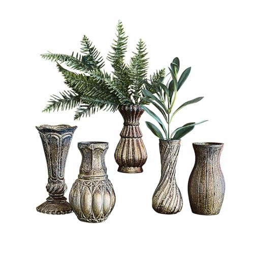 LOBERON® Vase 5er Set Bonnie, vielfältige Formen und Farbnuancen, historischer Charme, edles Antik-Finish, Dekovase, Wohndekoration, Glas, antikkupfer