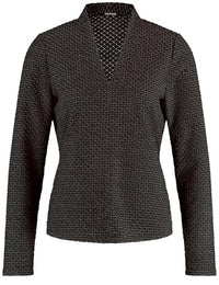 Thumbnail for Taifun Damen Langarmshirt mit Struktur und Lurex Langarm unifarben Schwarz Gemustert 40 im Sale