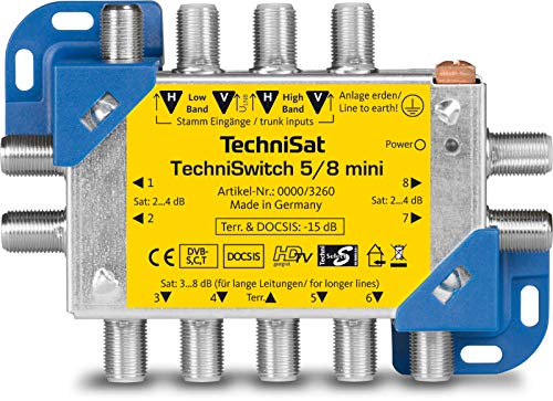 TechniSat TECHNISWITCH 5/8 MINI, Multischalter / Satverteiler für bis zu 8 Teilnehmer, 100m Entfernung überbrückbar, inkl. DOCSIS-Signal-Übertragung