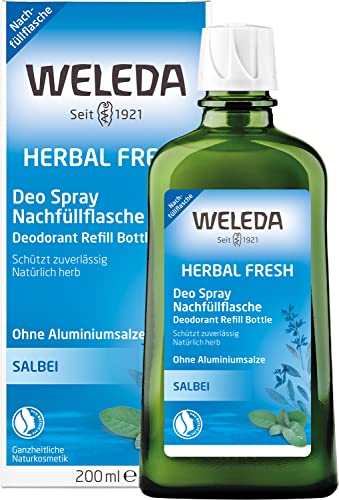 WELEDA Bio Deodorant HERBAL FRESH Nachfüllflasche - frisches Naturkosmetik Deo mit ätherischen Ölen, wirkt desodorierend ohne Poren zu verschließen, ohne Aluminiumsalze, Nachfüllpackung (1 x 200 ml)