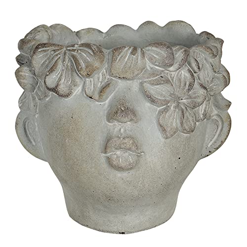 Clayre & Eef Blumentopf Übertopf Klein XS Skulptur Kopf Shabby Stein Grau im Sale