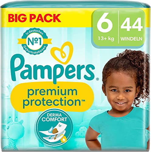 Pampers Premium Protection Größe 6, 44 Windeln, 13kg+, Komfort und Schutz von Pampers für empfindliche Haut