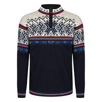 Thumbnail for Dale of Norway Erwachsene Pullover Vail Sweater, Midnight Navy/Red Rose/Off White/Indigo/China Blue, im Sale