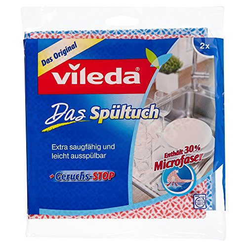 Vileda Spültuch mit 30% Microfaser für länger anhaltende hygienische Frische - 2er Pack im Sale