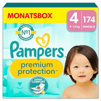 Thumbnail for Pampers Baby Windeln Größe 4 (9-14kg) Premium Protection, Maxi, 174 Stück, MONATSBOX, bester Komfort und Schutz für empfindliche Haut