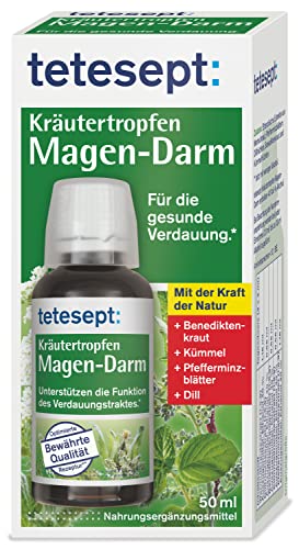 tetesept Kräutertropfen Magen-Darm – für die gesunde Verdauung* – Natürlich wirksam mit Benediktenkraut, Kümmel, Pfefferminzblättern und Dill – 1 x 50 ml im Sale