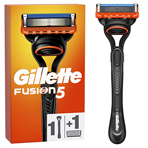 Gillette Fusion 5 Nassrasierer Herren, Rasierer + 1 Rasierklinge, mit Gleitstreifen für eine gründliche Rasur, Geschenk für Männer