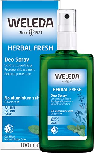 WELEDA Bio Deodorant HERBAL FRESH - erfrischend-herbes Naturkosmetik Deo mit natürlichen ätherischen Ölen, Aluminiumfrei & vegan wirkt das Deospray desodorierend ohne Poren zu verschließen (1x 100ml) im Sale