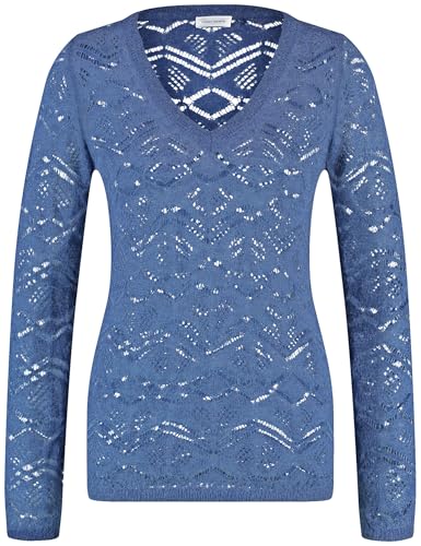 Gerry Weber Damen Leichter Pullover in Ajourstrick Langarm unifarben Blue Steel 38 im Sale