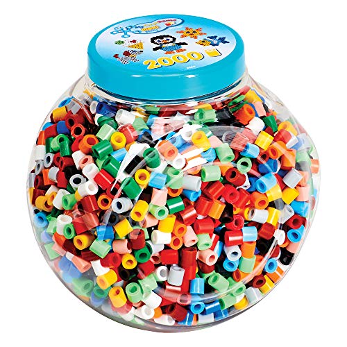 Hama Perlen 8589 Bügelperlen Dose mit ca. 2.000 bunten Maxi Bastelperlen mit Durchmesser 10 mm im Farben Mix, kreativer Bastelspaß für Groß und Klein im Sale