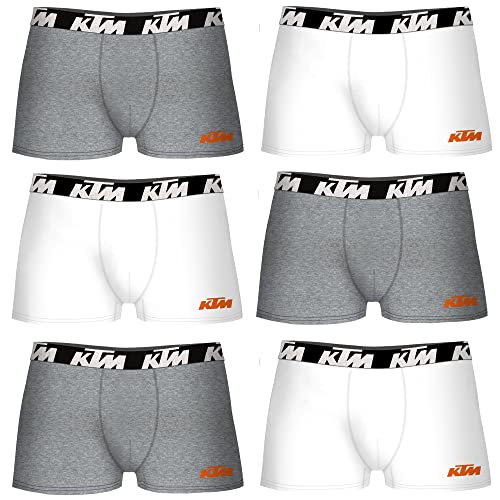 KTM Herren L-Set von 6 Weiß und Hellgrau Boxershorts, bunt, Large im Sale