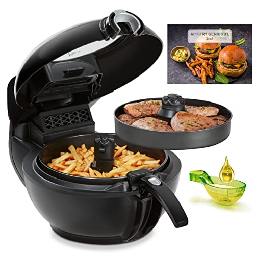 Tefal FZ7738 ActiFry Genius+ Heißluftfritteuse | AirFryer mit Rührarm, kein Schütteln | 1500 W | 1,2 kg für 6 Personen | 9 automatische Kochmenüs | ‎energiesparend | gesunde Friteuse ohne Öl | Schwarz im Sale